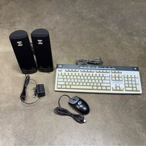 HP Black and Cream Keyboard with Mouse and JBL Speakers